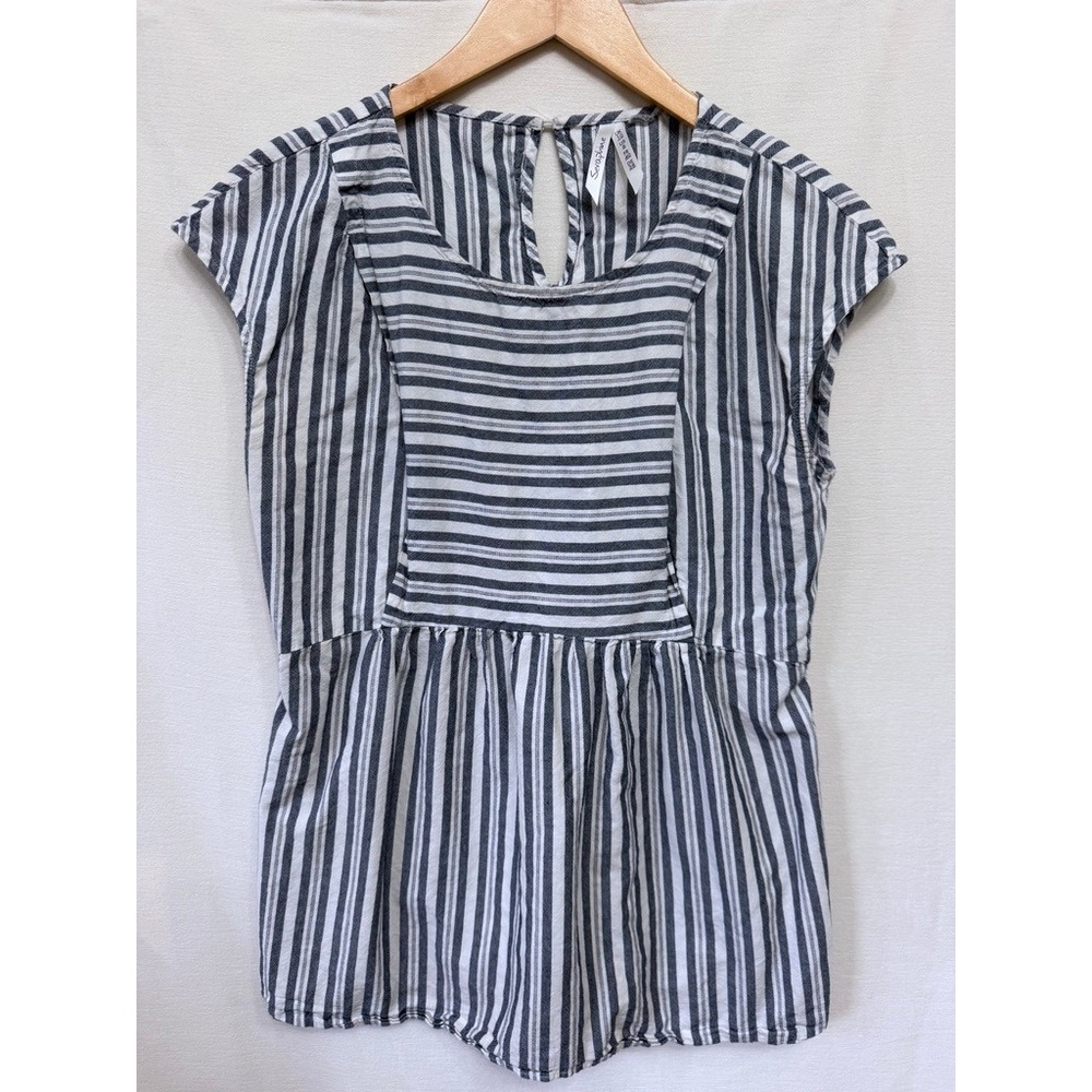 Seraphine Striped Cotton Maternity Top Women 6 Blue White Coastal Minimalist